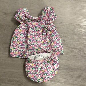 Janie and Jack Pink and Purple Floral Diaper Cover Set